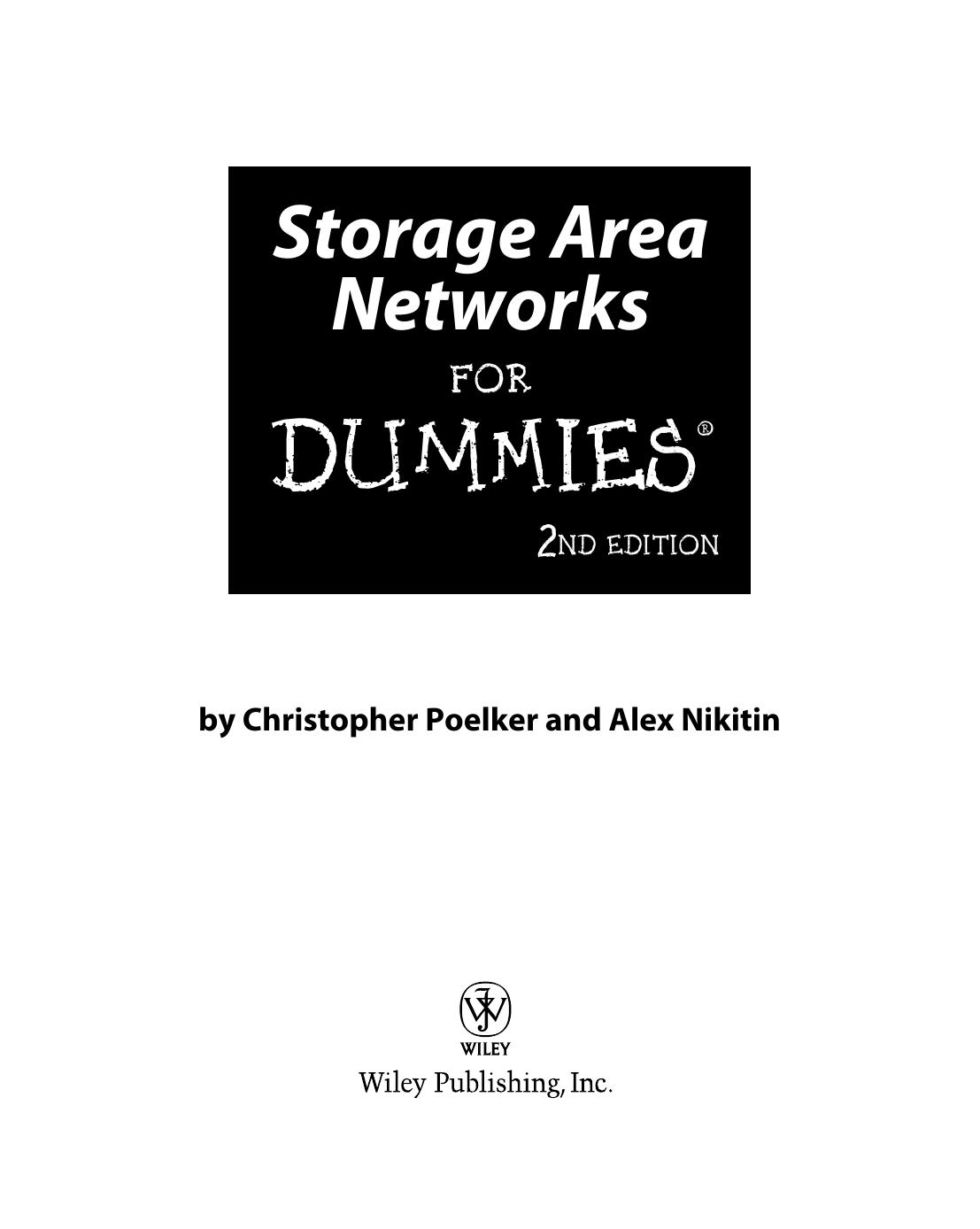 Storage area networks for dummies by Christopher Poelker; Alex Nikitin