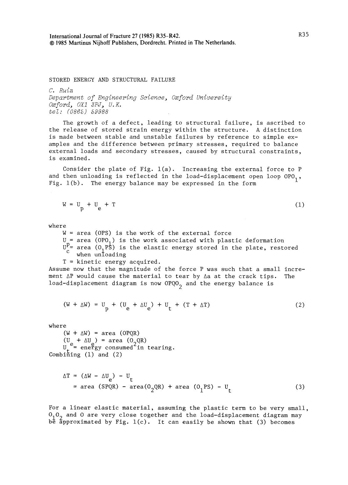 Stored energy and structural failure by Unknown