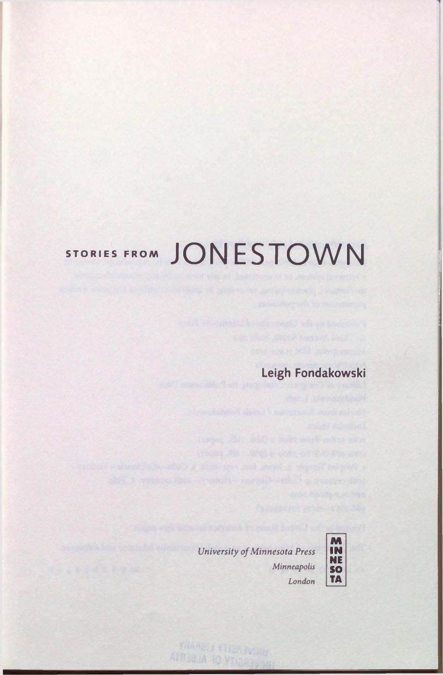 Stories from Jonestown by Leigh Fondakowski