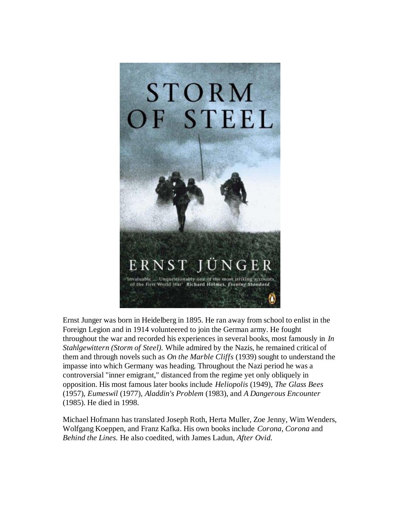Storm of Steel (Penguin Modern Classics) by Ernst Junger
