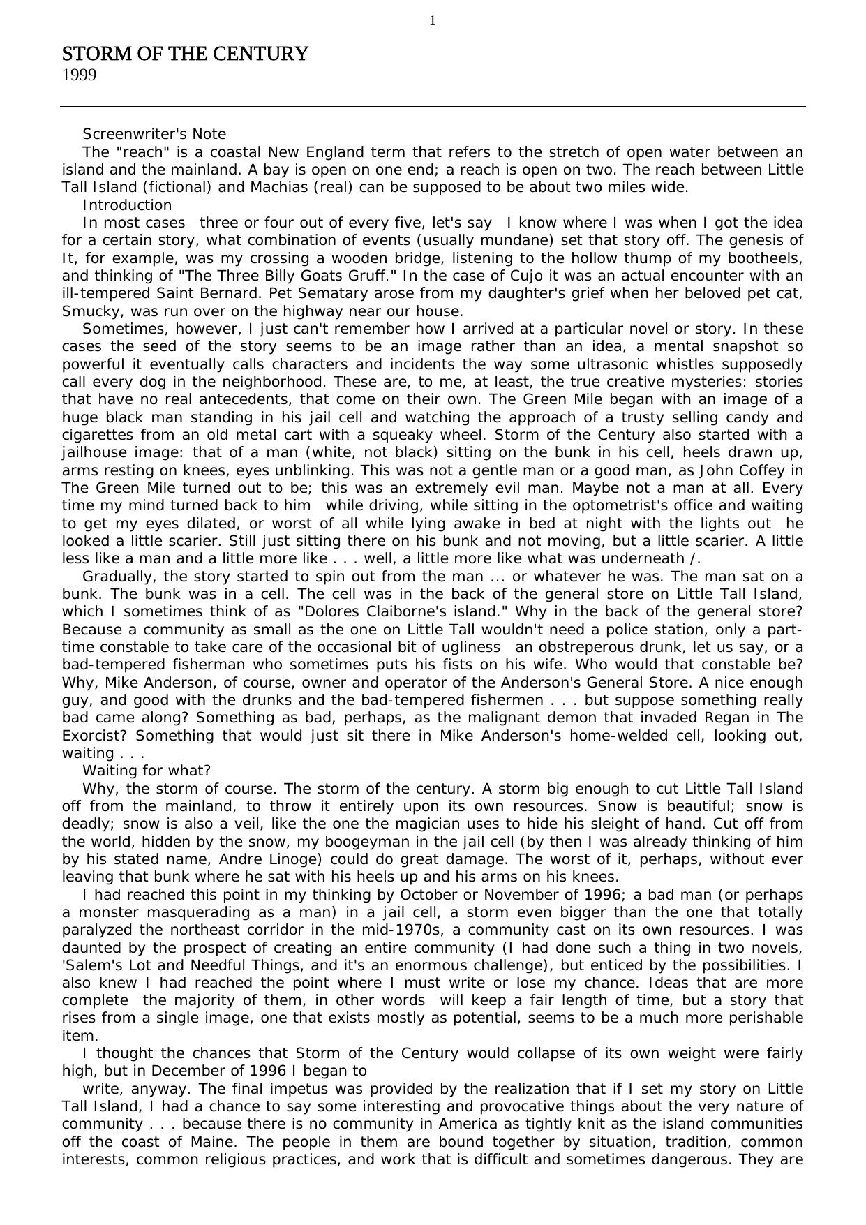Storm of the Century by Stephen King