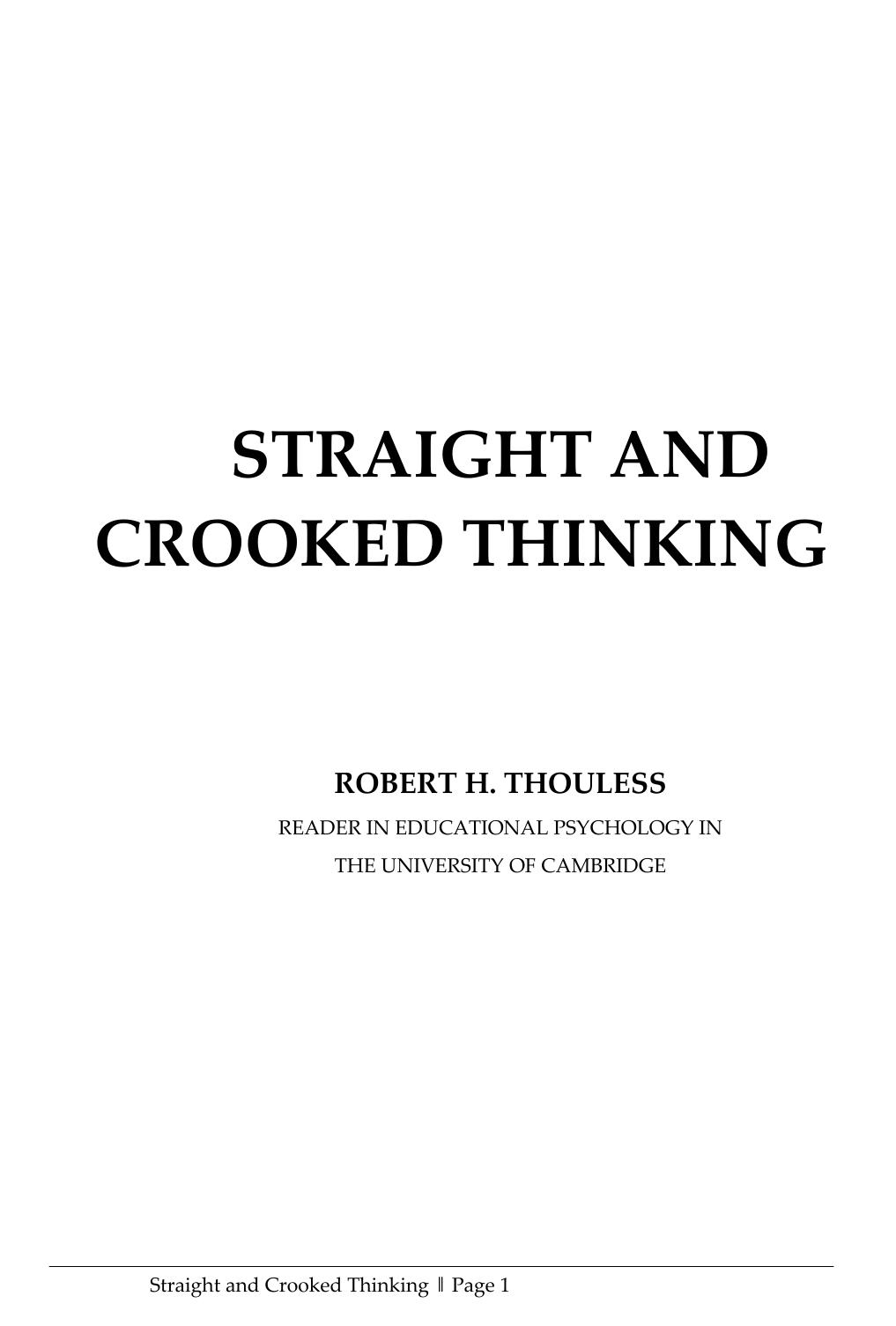Straight & Crooked Thinking by Robert H. Thouless