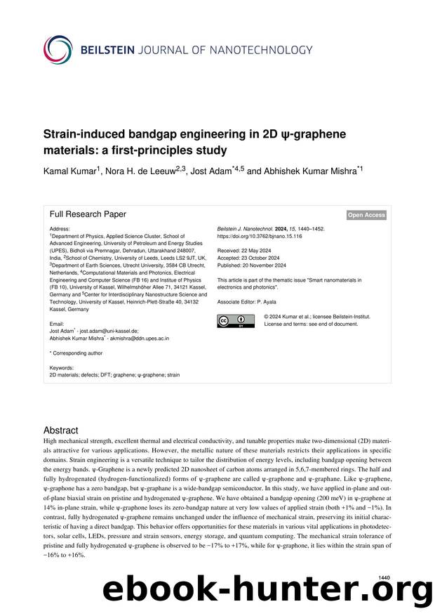 Strain-induced bandgap engineering in 2D Ï-graphene materials: a first-principles study by Kamal Kumar Nora H. de Leeuw Jost Adam Abhishek Kumar Mishra