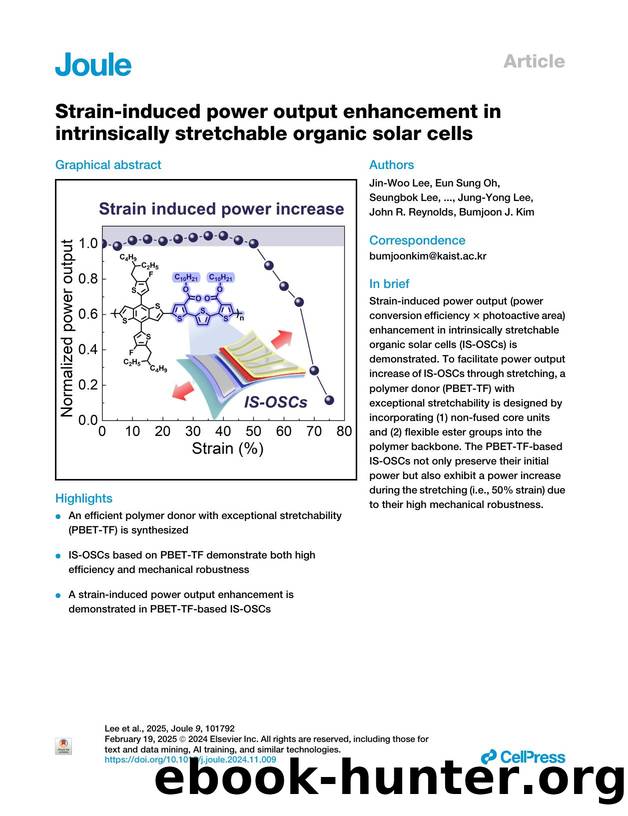 Strain-induced power output enhancement in intrinsically stretchable organic solar cells by unknow