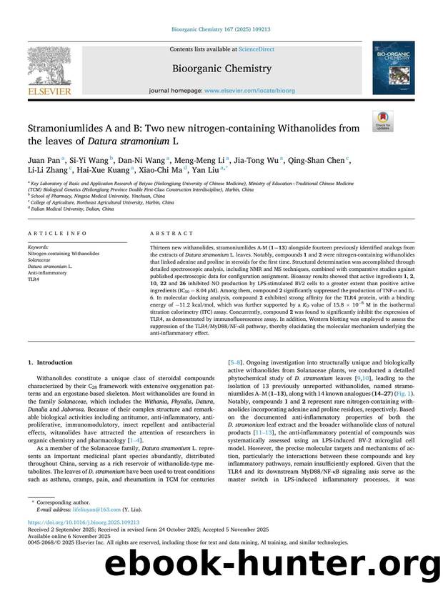 Stramoniumlides A and B: Two new nitrogen-containing Withanolides from the leaves of Datura stramonium L by unknow