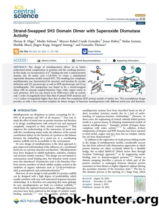Strand-Swapped SH3 Domain Dimer with Superoxide Dismutase Activity by unknow