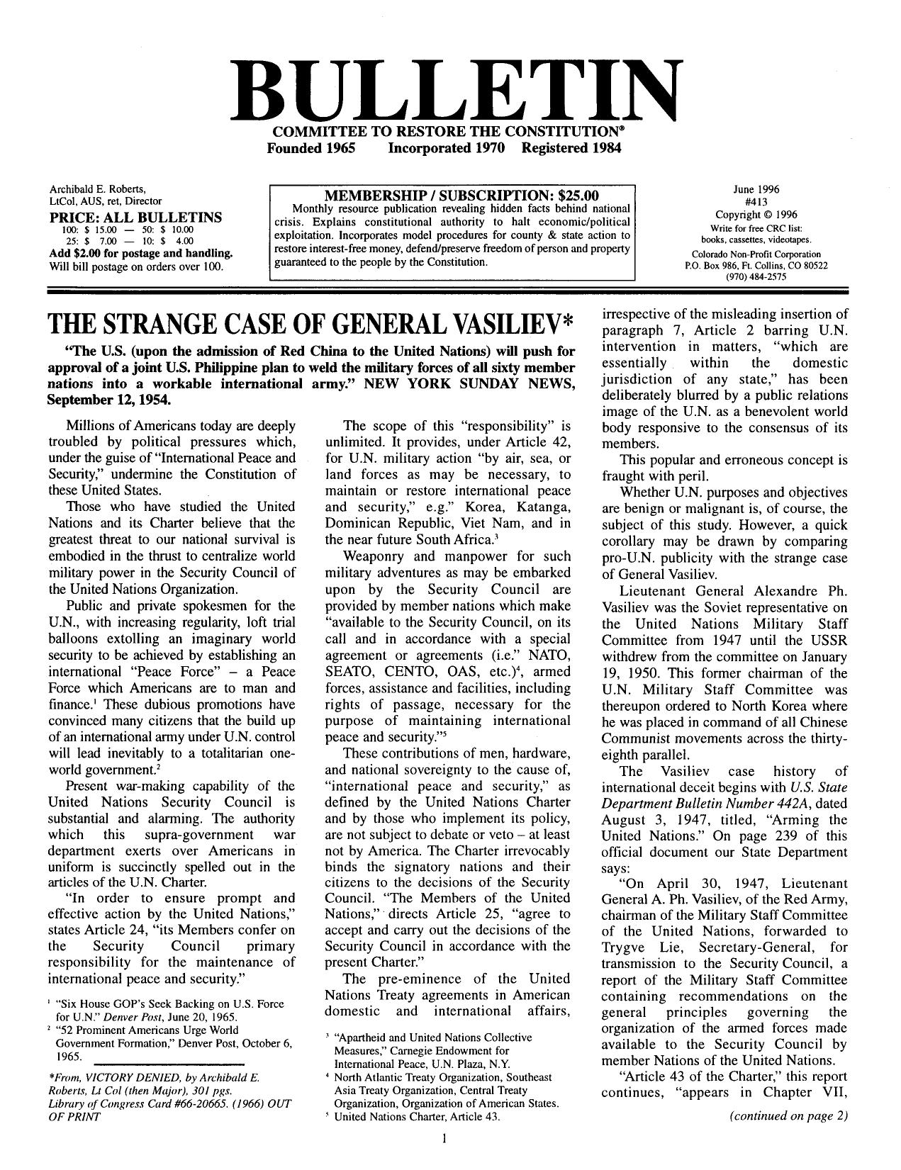 Strange Case of General Vasiliev-Committee To Restore The Constitution-1996-6pgs-POL by Unknown