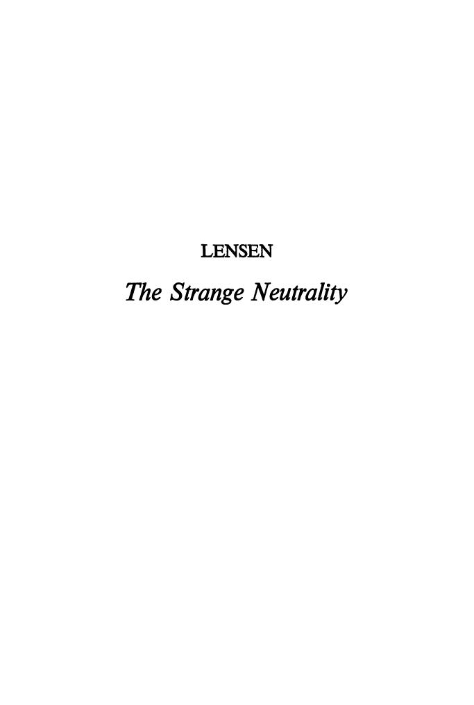 Strange Neutrality: Soviet-Japanese Relations During the Second World War, 1941-1945 by George Alexander Lensen