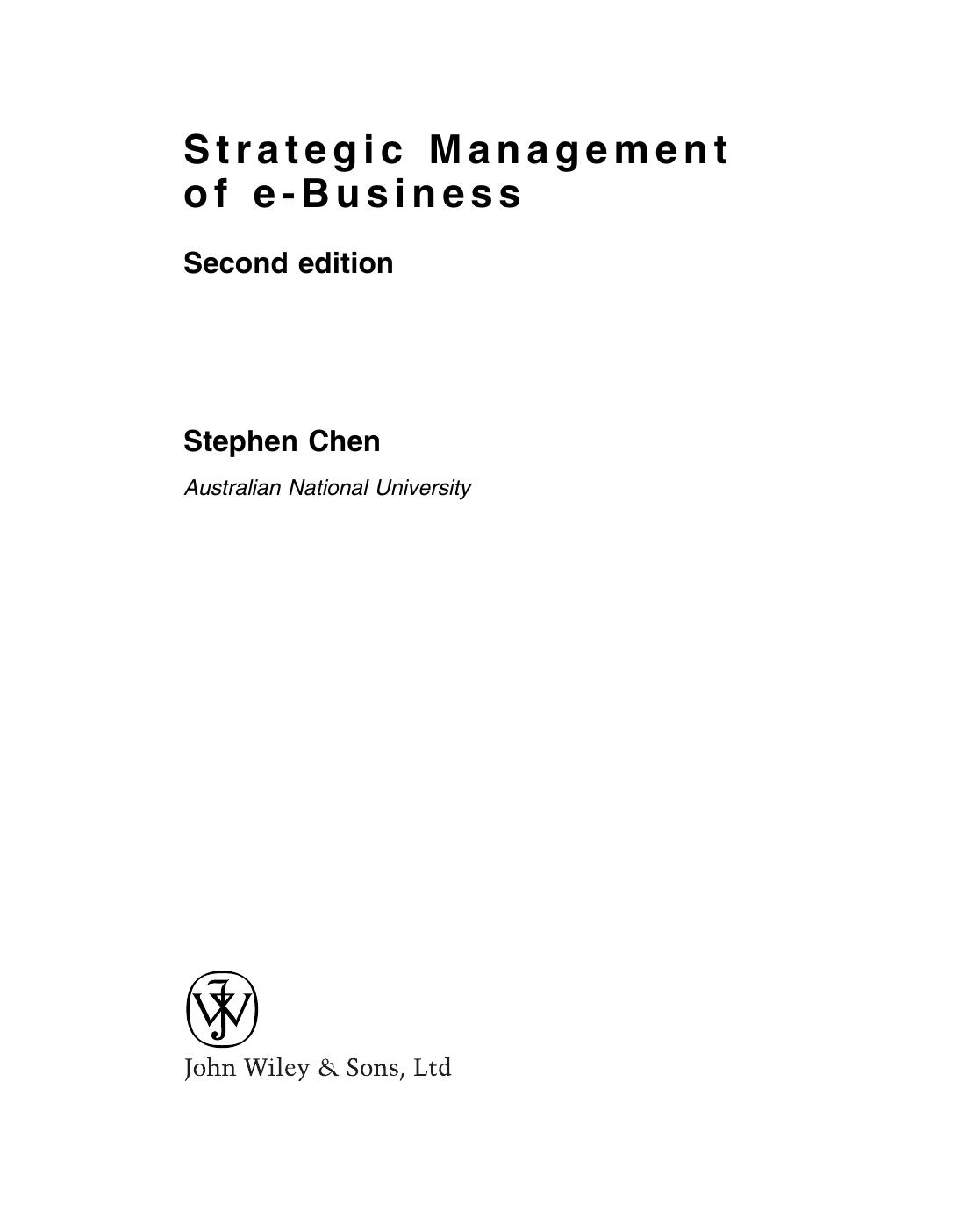Strategic Management of e-Business by Stephen Chen