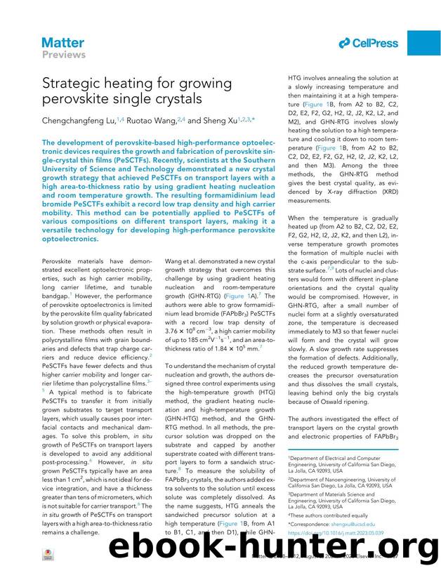 Strategic heating for growing perovskite single crystals by Chengchangfeng Lu & Ruotao Wang & Sheng Xu