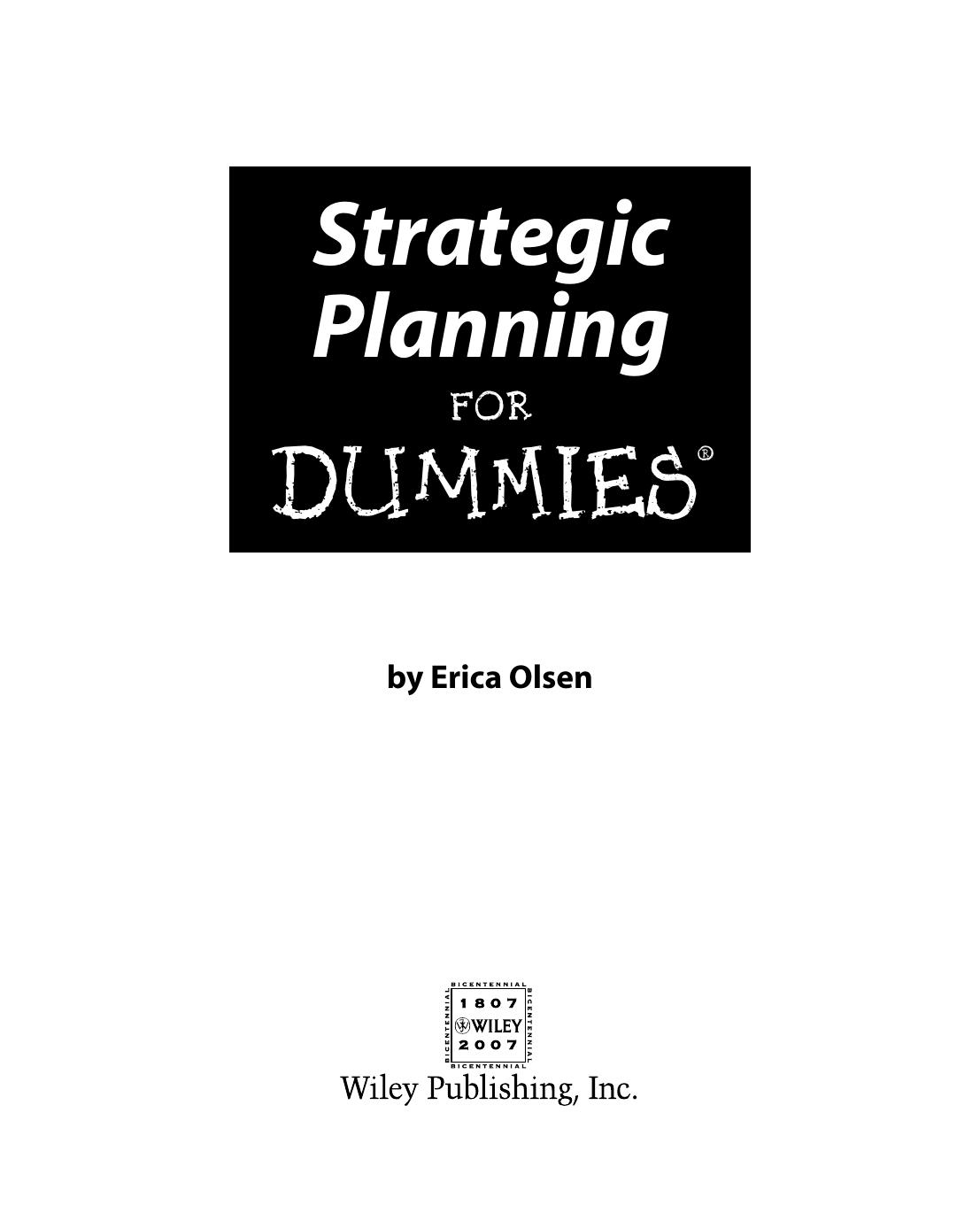 Strategic planning for dummies by Erica Olsen