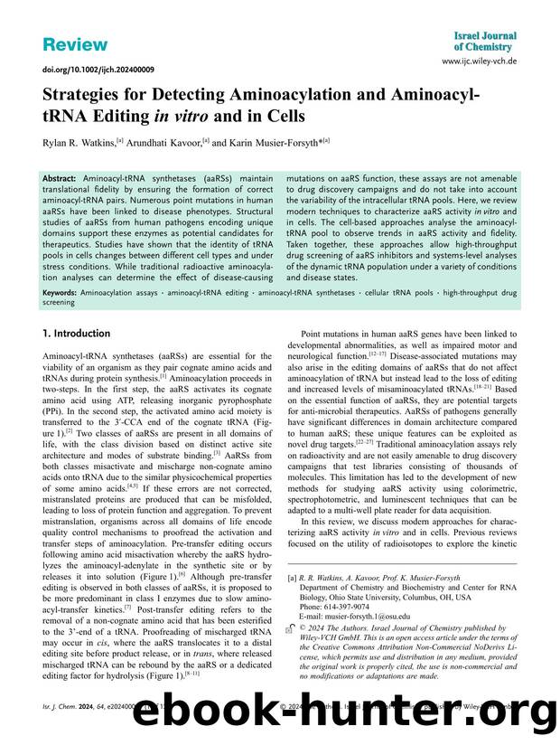 Strategies for Detecting Aminoacylation and AminoacylâtRNA Editing in vitro and in Cells by Unknown