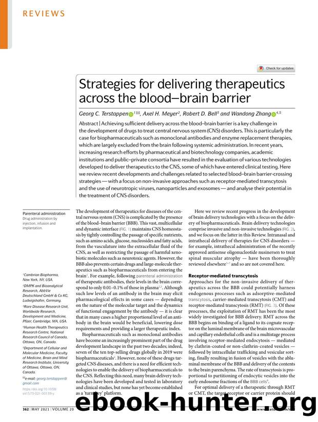 Strategies for delivering therapeutics across the bloodâbrain barrier by Georg C. Terstappen & Axel H. Meyer & Robert D. Bell & Wandong Zhang