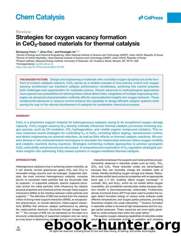 Strategies for oxygen vacancy formation in CeO2-based materials for thermal catalysis by Sinmyung Yoon & Jihun Kim & Kwangjin An