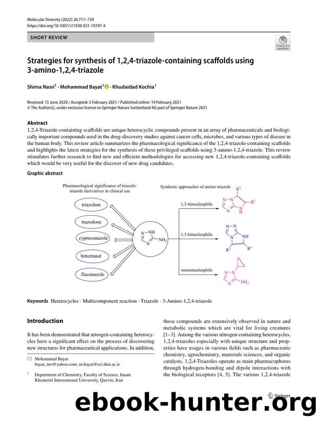 Strategies for synthesis of 1,2,4-triazole-containing scaffolds using 3-amino-1,2,4-triazole by Shima Nasri & Mohammad Bayat & Khudaidad Kochia
