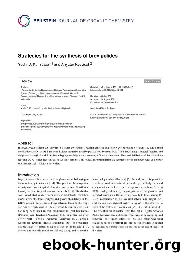 Strategies for the synthesis of brevipolides by Yudhi D. Kurniawan A'liyatur Rosyidah