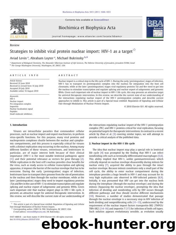 Strategies to inhibit viral protein nuclear import: HIV-1 as a target by Aviad Levin & Abraham Loyter & Michael Bukrinsky