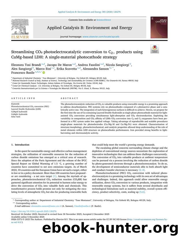 Streamlining COâ photoelectrocatalytic conversion to C2+ products using CuMg-based LDH: A single-material photocathode strategy by unknow