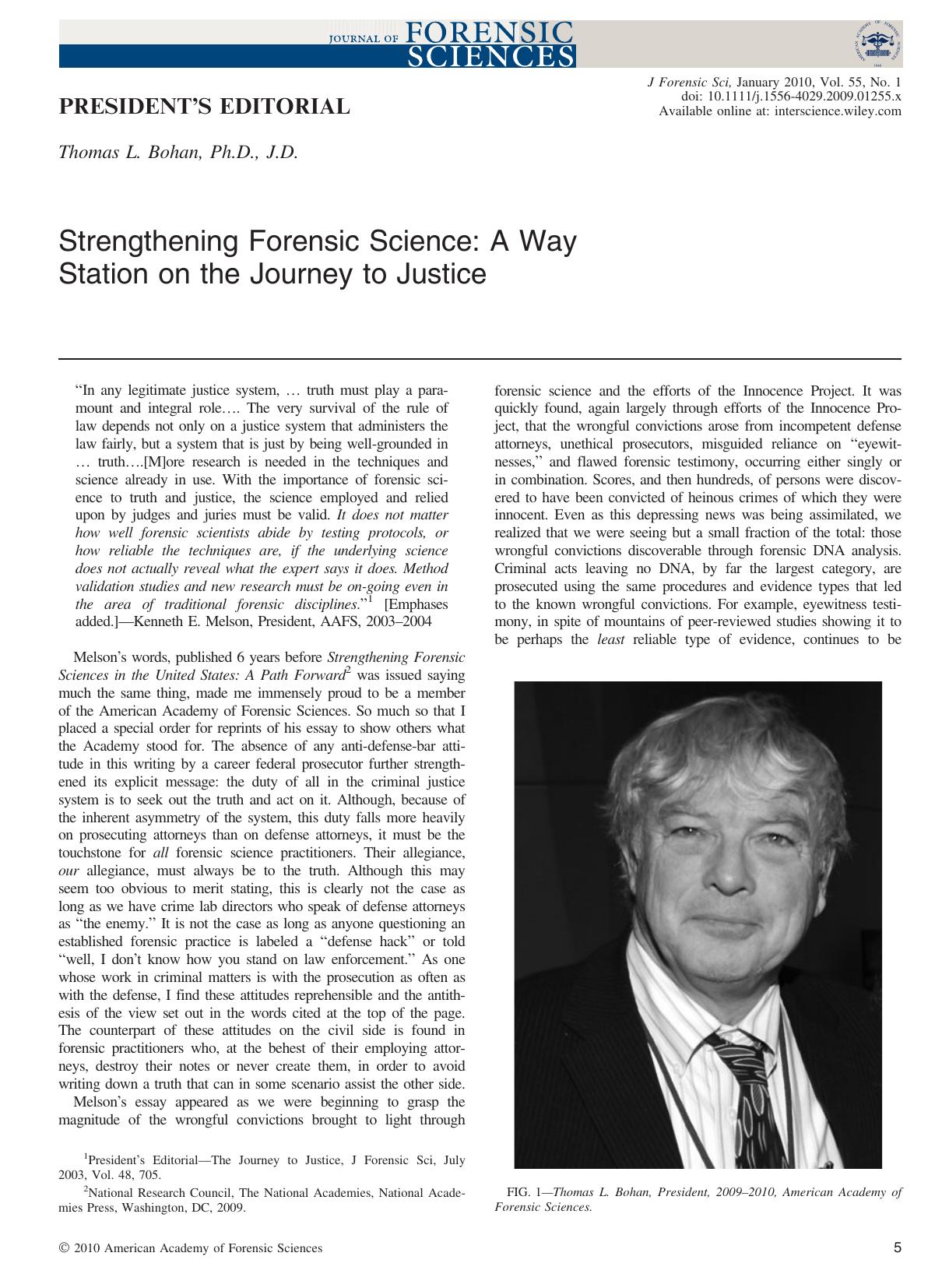 Strengthening Forensic Science: A Way Station on the Journey to Justice by Unknown