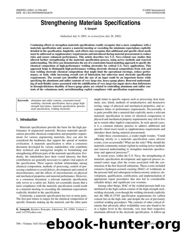 Strengthening materials specifications by Unknown
