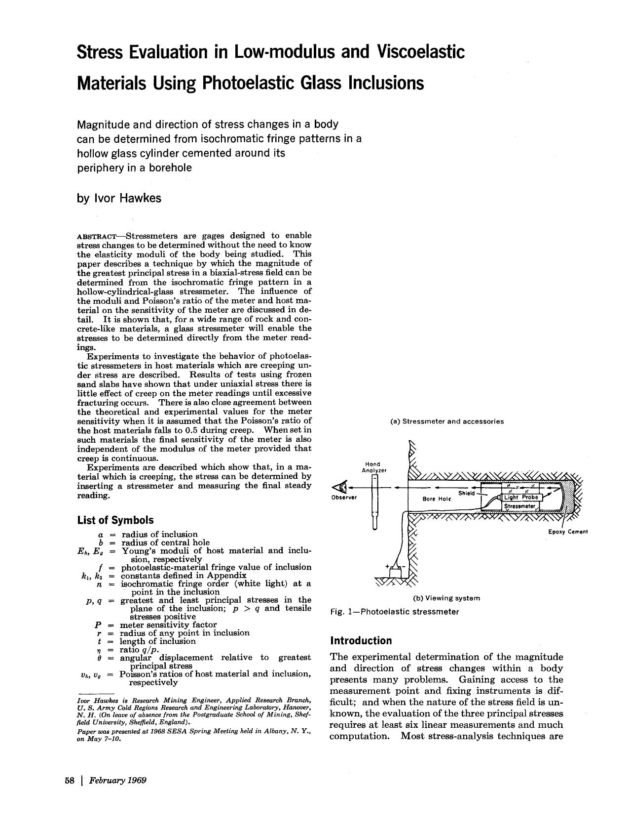 Stress evaluation in low-modulus and viscoelastic materials using phtoelastic glass inclusions by Unknown