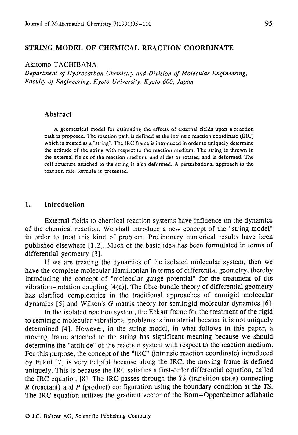 String model of chemical reaction coordinate by Unknown