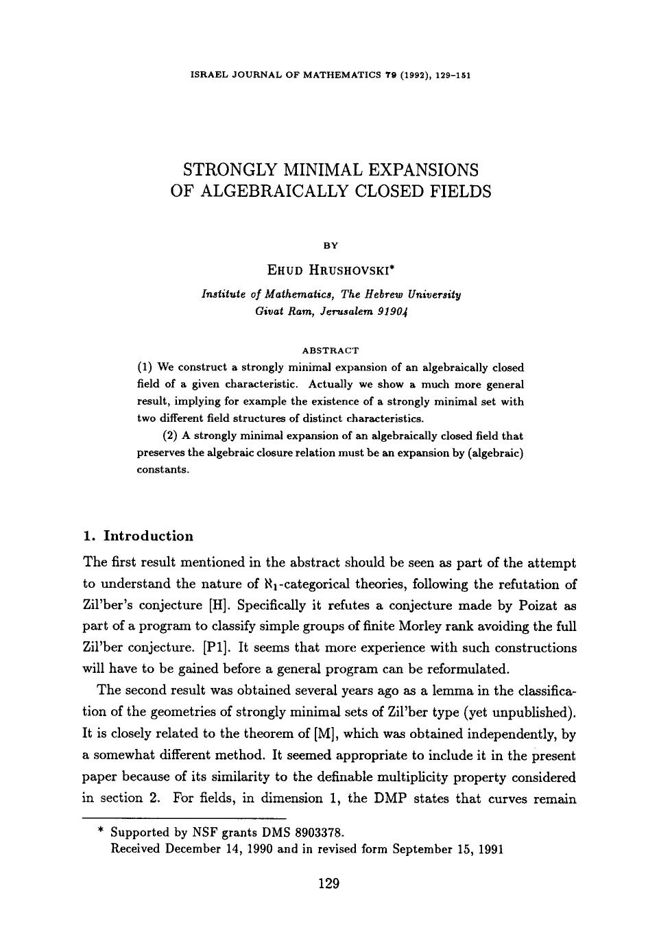 Strongly minimal expansions of algebraically closed fields by Unknown