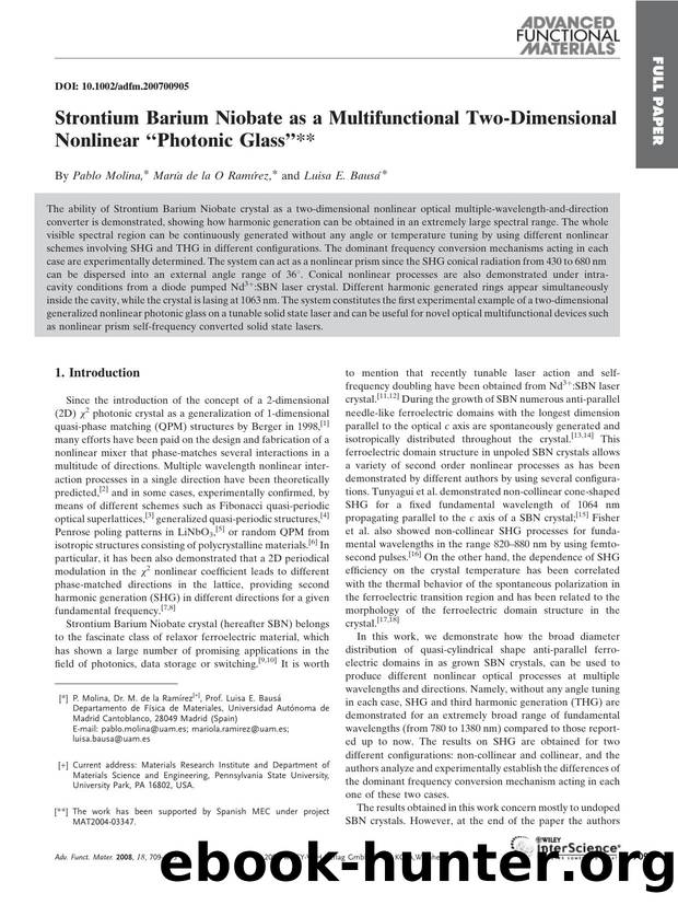 Strontium Barium Niobate as a Multifunctional Two-Dimensional Nonlinear "Photonic Glass by Unknown