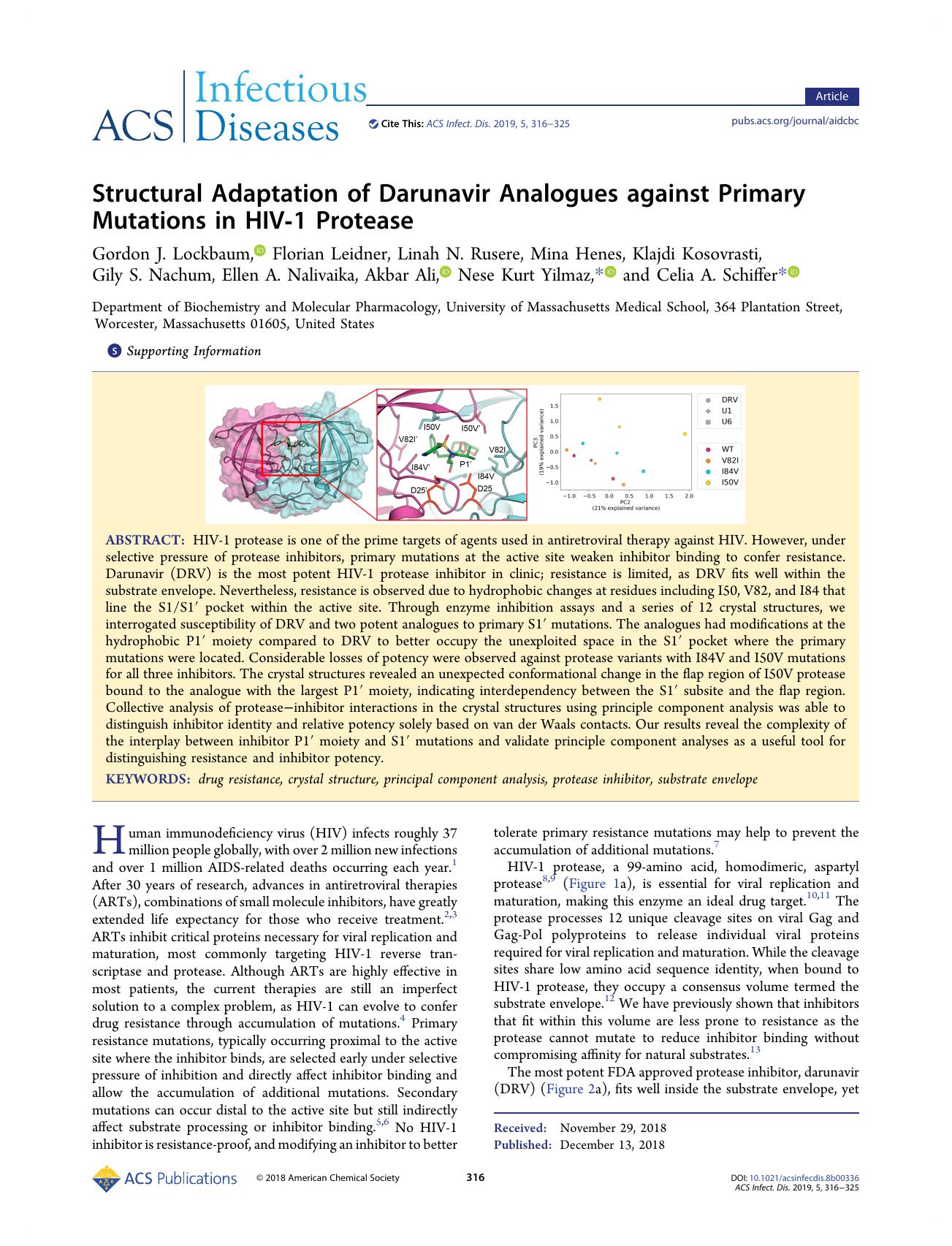 Structural Adaptation of Darunavir Analogues against Primary Mutations in HIV-1 Protease by unknow