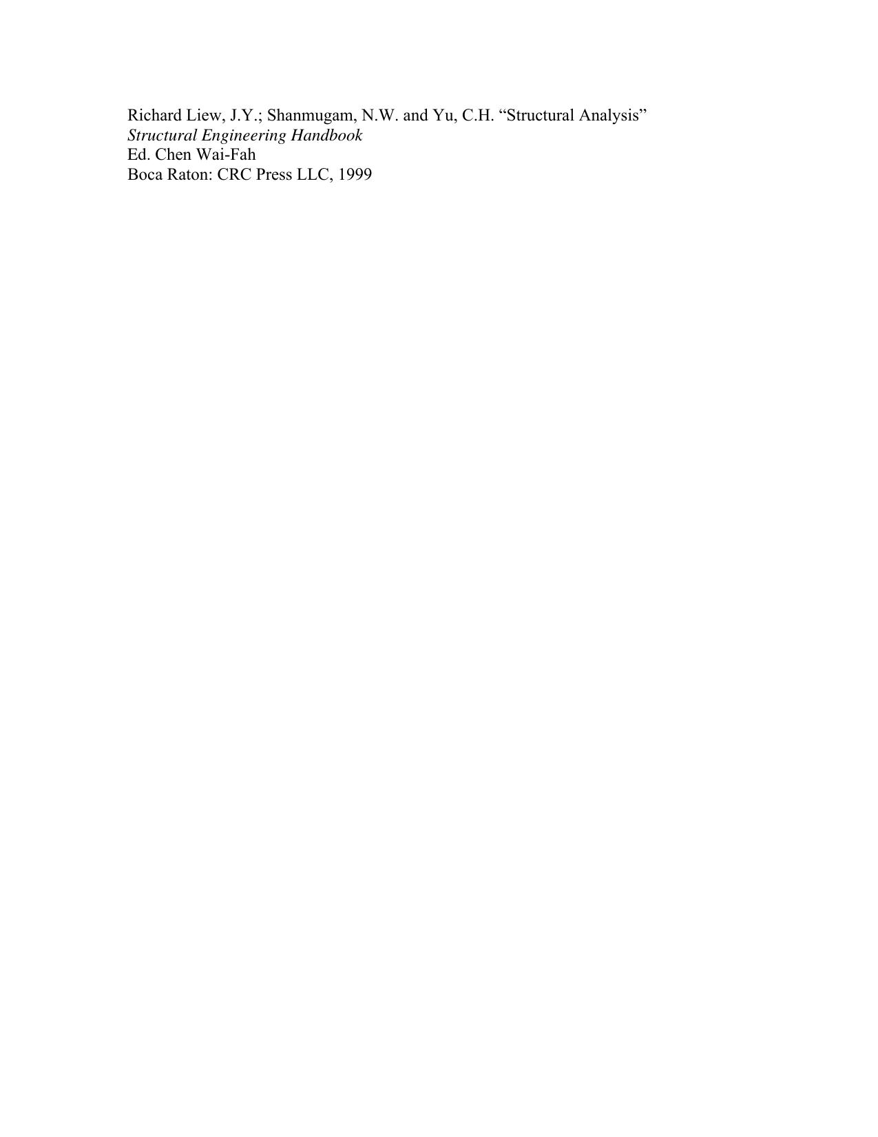 Structural Analysis by J.Y. Richard Liew N.W. Shanmugam C.H. Yu