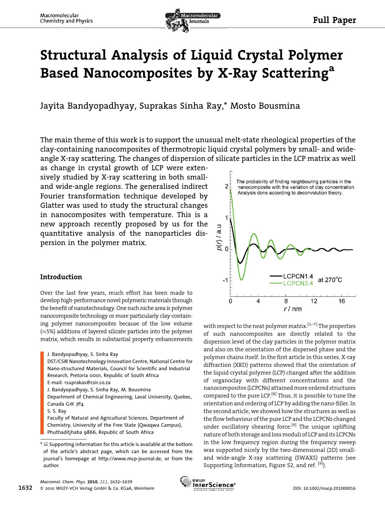 Structural Analysis of Liquid Crystal Polymer Based Nanocomposites by XRay Scattering by unknow