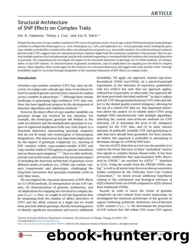 Structural Architecture of SNP Effects on Complex Traits by Eric R. Gamazon & Nancy J. Cox & Lea K. Davis