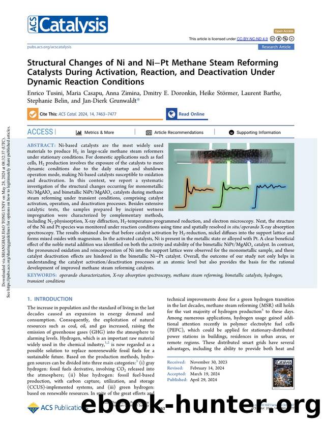 Structural Changes of Ni and NiâPt Methane Steam Reforming Catalysts During Activation, Reaction, and Deactivation Under Dynamic Reaction Conditions by unknow