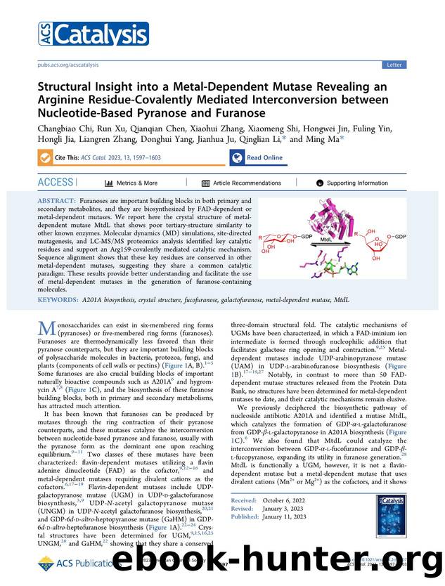 Structural Insight into a Metal-Dependent Mutase Revealing an Arginine Residue-Covalently Mediated Interconversion between Nucleotide-Based Pyranose and Furanose by unknow