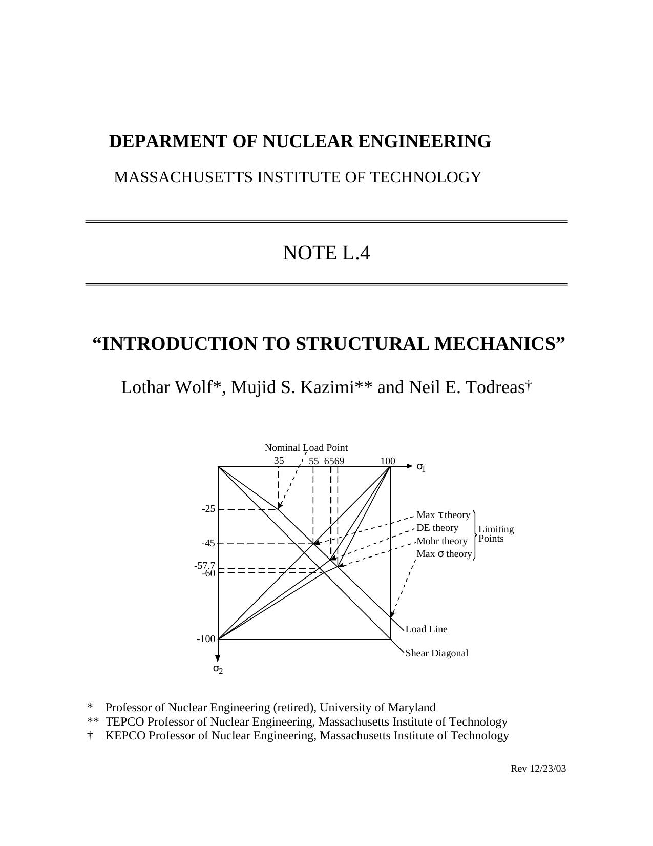 Structural Mechanics - Intro for Nuclear Engineers by L. Wolf