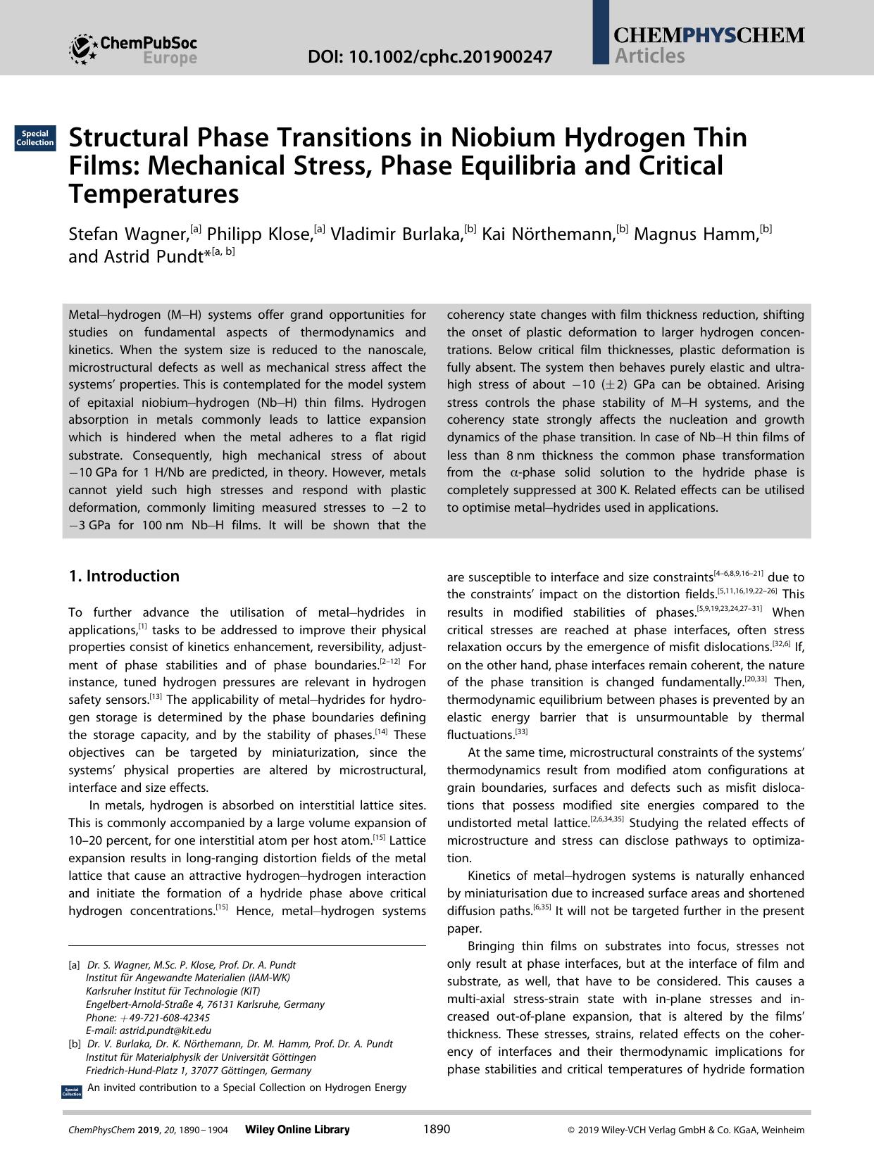 Structural Phase Transitions in Niobium Hydrogen Thin Films: Mechanical Stress, Phase Equilibria and Critical Temperatures by Unknown