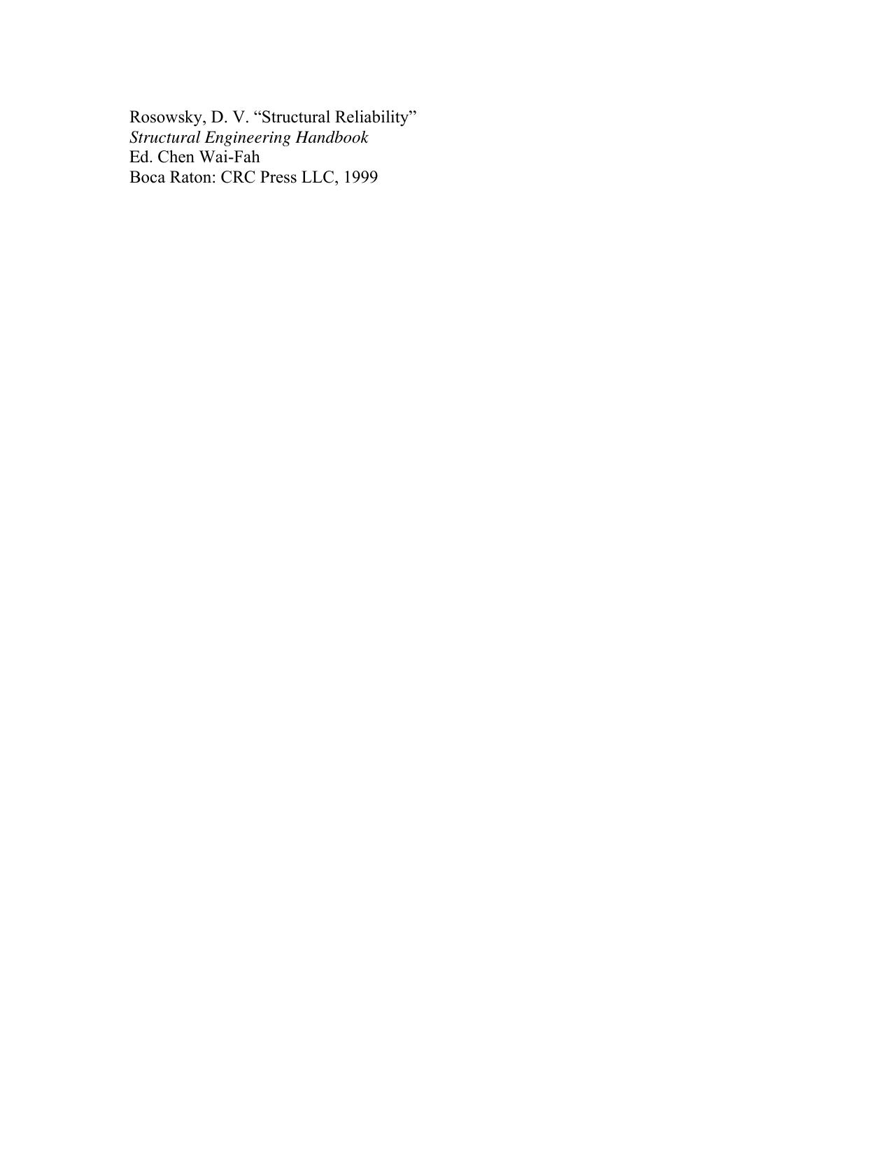 Structural Reliability by D. V. Rosowsky