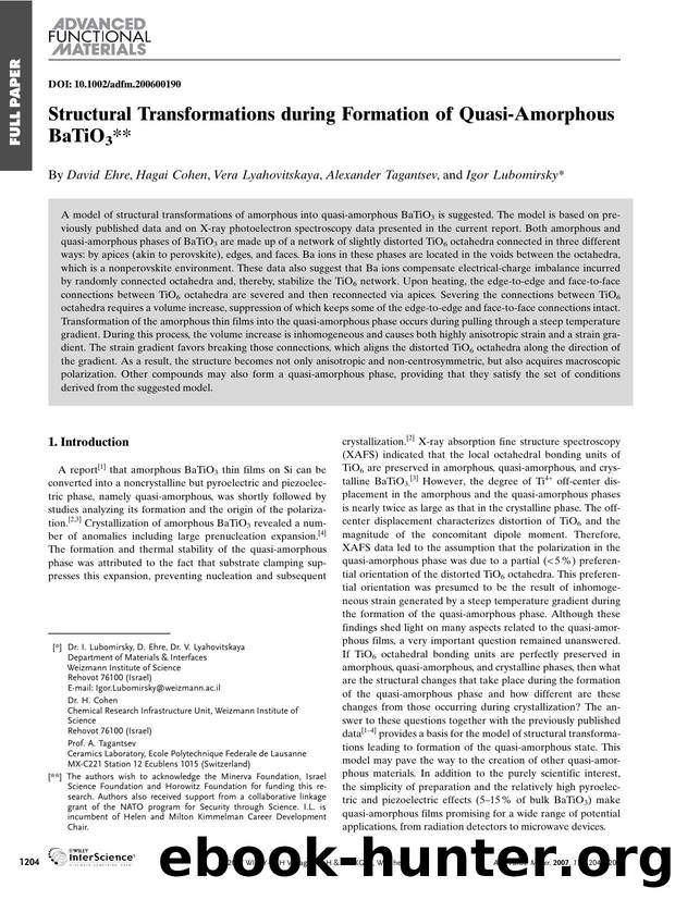 Structural Transformations during Formation of Quasi-Amorphous BaTiO3 by Unknown