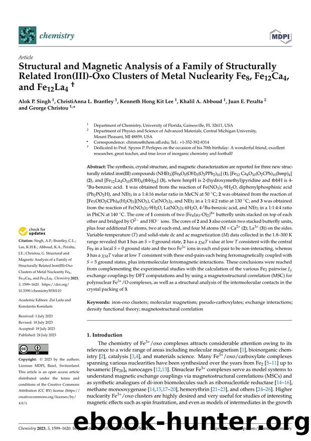 Structural and Magnetic Analysis of a Family of Structurally Related Iron(III)-Oxo Clusters of Metal Nuclearity Fe8, Fe12Ca4, and Fe12La4 "2279 by unknow