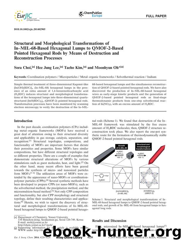 Structural and Morphological Transformations of InMIL68Based Hexagonal Lumps to QMOF2Based Pointed Hexagonal Rods by Means of Destruction and Reconstruction Processes by Unknown