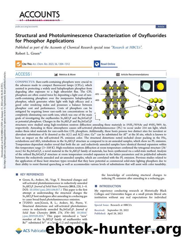 Structural and Photoluminescence Characterization of Oxyfluorides for Phosphor Applications by Robert L. Green