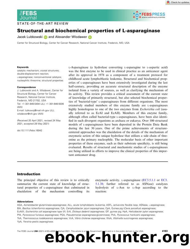 Structural and biochemical properties of Lâasparaginase by Unknown