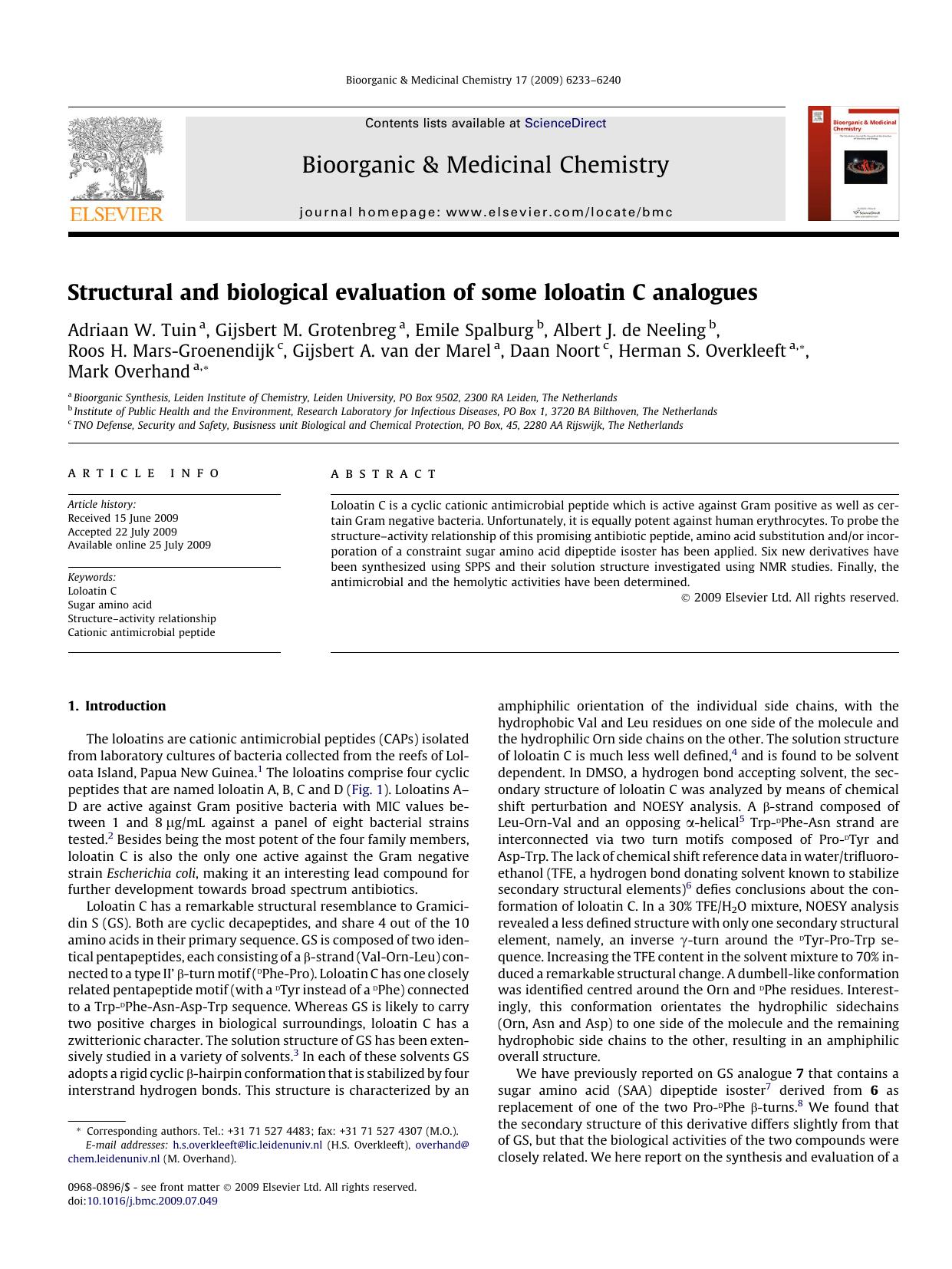 Structural and biological evaluation of some loloatin C analogues by unknow