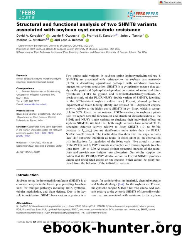 Structural and functional analysis of two SHMT8 variants associated with soybean cyst nematode resistance by Unknown