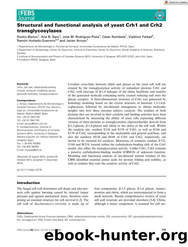 Structural and functional analysis of yeast Crh1 and Crh2 transglycosylases by Unknown