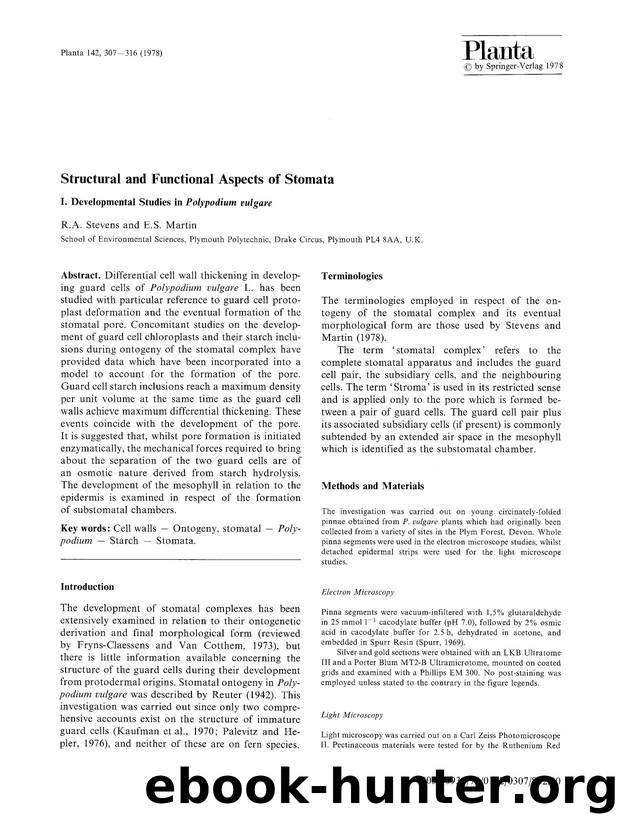 Structural and functional aspects of stomata by Unknown
