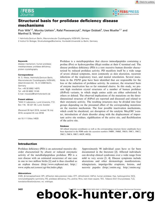 Structural basis for prolidase deficiency disease mechanisms by Unknown