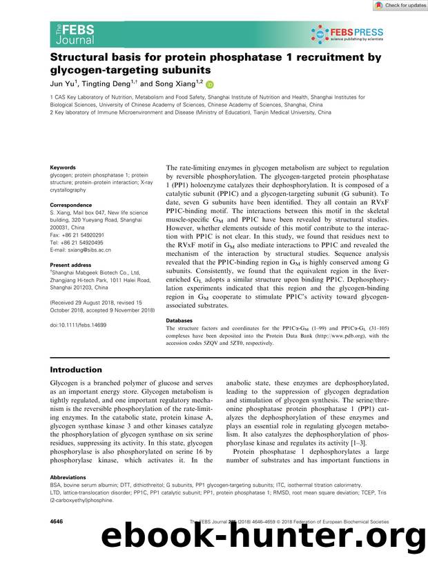Structural basis for protein phosphatase 1 recruitment by glycogenâtargeting subunits by Unknown
