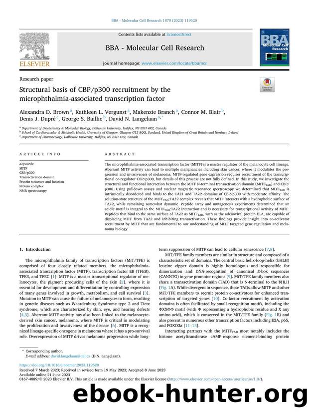 Structural basis of CBPp300 recruitment by the microphthalmia-associated transcription factor by unknow