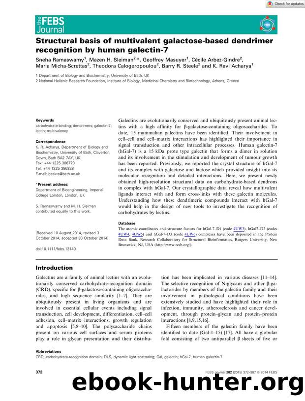 Structural basis of multivalent galactoseâbased dendrimer recognition by human galectinâ7 by Unknown